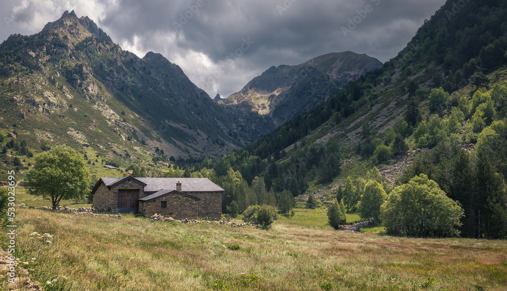 Landscape Panoramic View of Vall d'Incles, Andorra