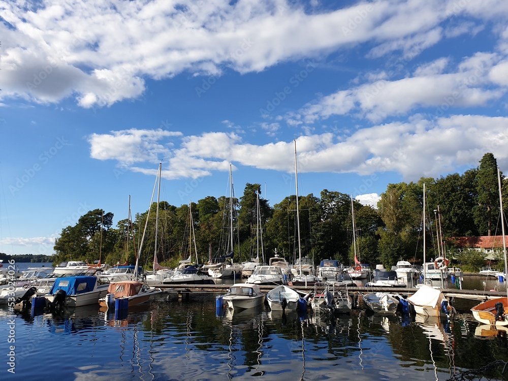 Boats on the swedish coast in beautiful weather