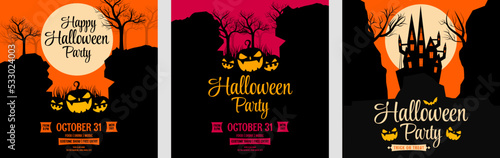 Halloween party invitation post design for social media, Halloween template