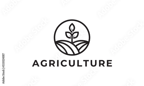 agriculture tree and circle logo combination, unique concept. farm symbol icon