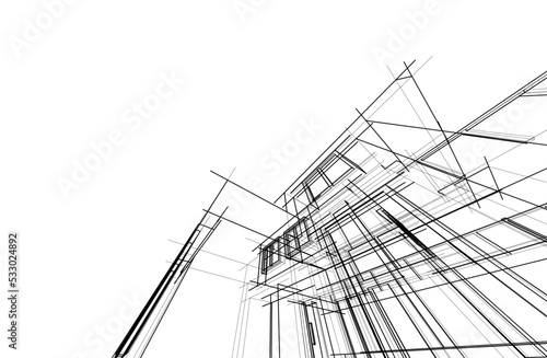 sketch of modern house 3d illustration