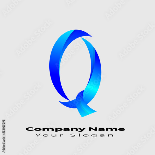 Q modern abstract 3d letter logo design   photo