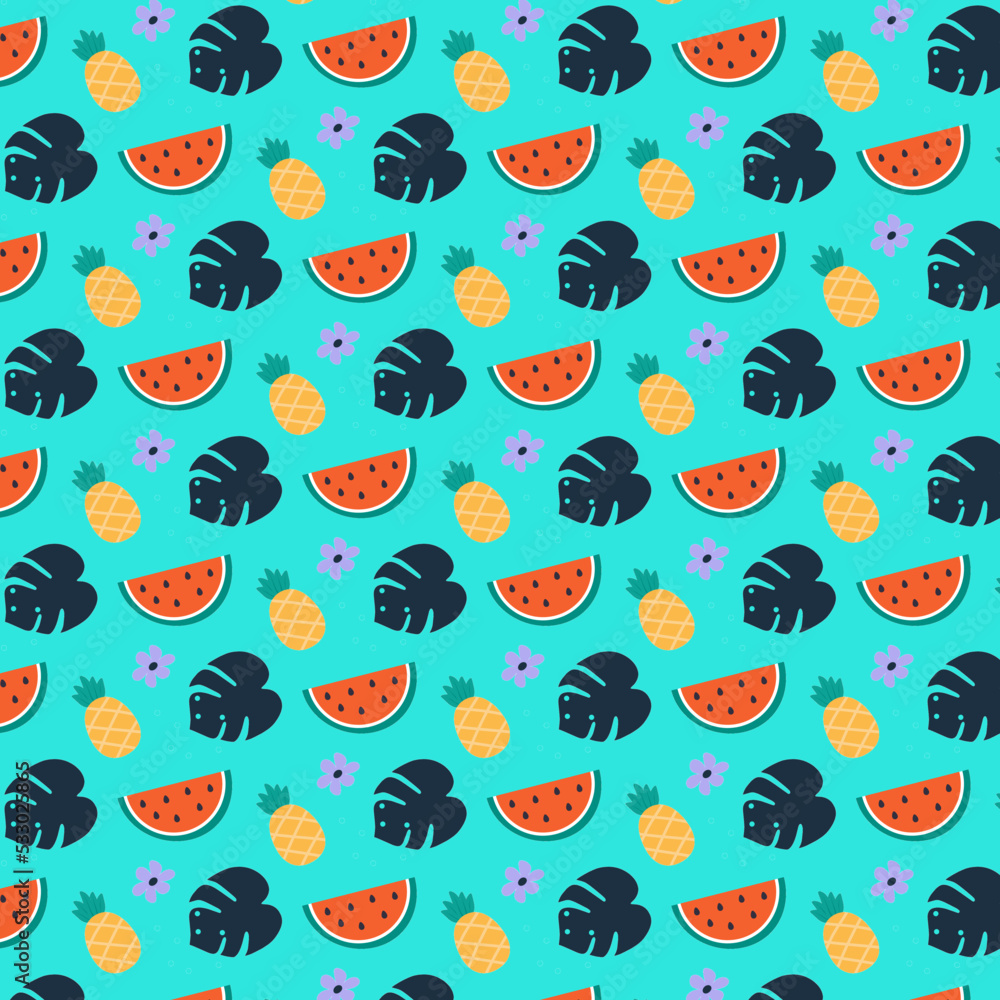 Seamless pattern hot summer with fruit, watermelon Seamless pattern hot summer with fruit, watermelon
