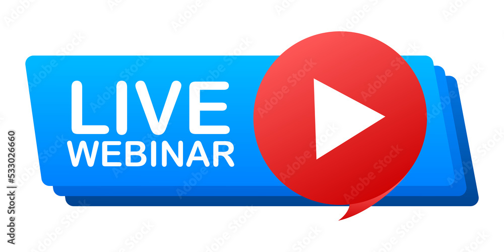 Live Webinar Button, icon, emblem label illustration Live Webinar Button, icon, emblem label illustration