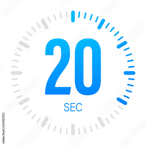 The 20 second, timer, stopwatch  icon. Stopwatch icon in flat style.  stock illustration photo