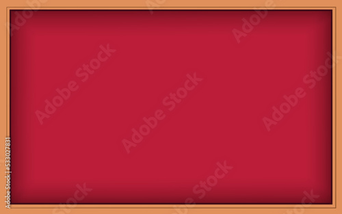 Red board with chalk traces and wooden frame