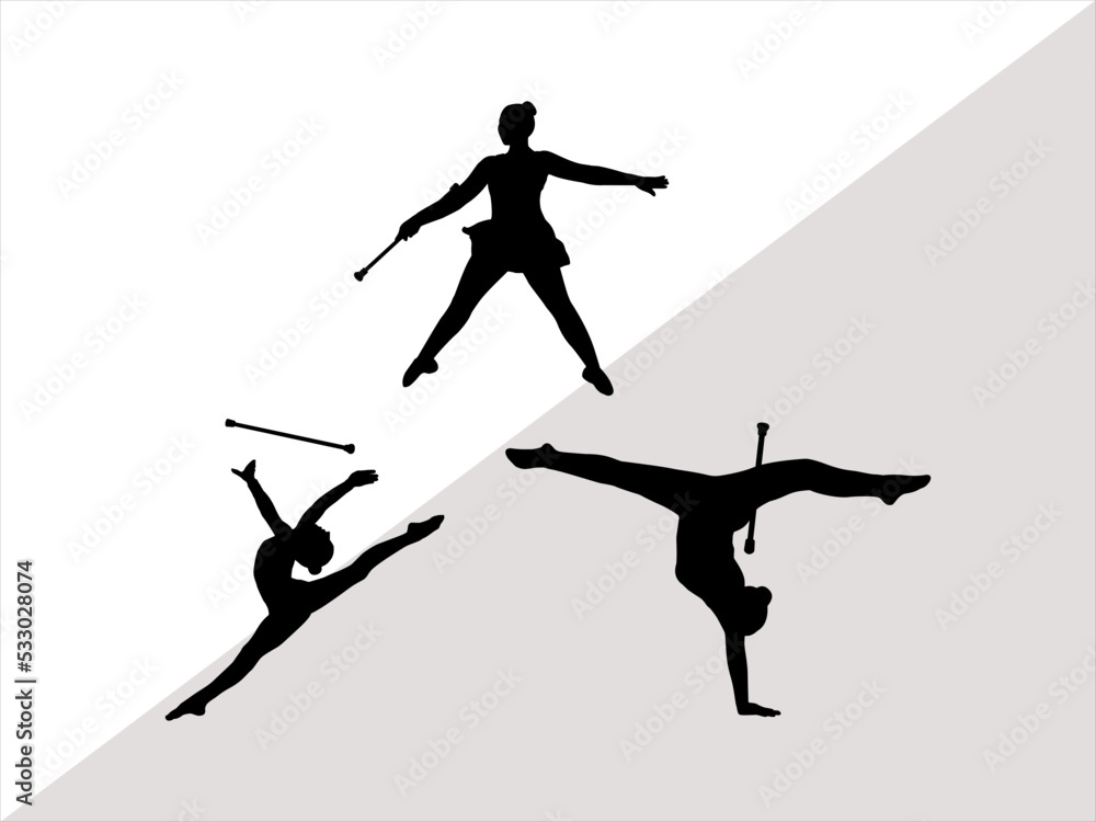 Fototapeta Baton Twirling SVG, Majorette Baton Twirling Gymnastics SVG ...