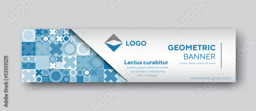 Blue banner design with geometric concept for your header, cover and linkedin	