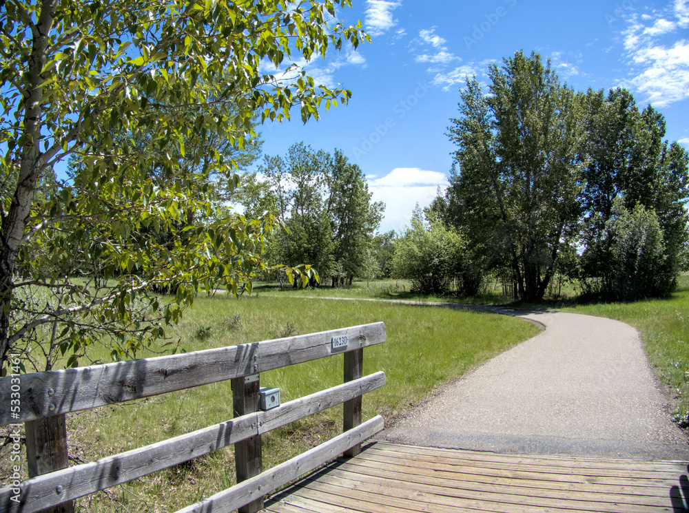 Wooden fence at Inglewood Bird Sanctuary, Calgary, Canada Wooden fence at Inglewood Bird Sanctuary, Calgary, Canada