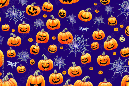 halloween banner. halloween background. halloween day concept. happy halloween background. purple, cute pumpkins and ghost, star, spider web.