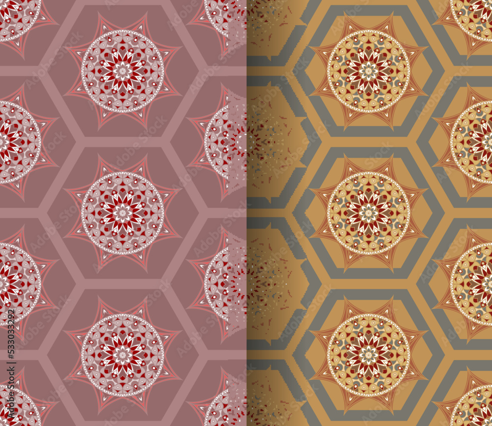 Set of seamless geometric patterns. Vector decorative ornamental pattern. Abstract background. Morocco Seamless pattern. Traditional Islamic Design. Mosque decoration element.
Set of seamless geometric patterns. Vector decorative ornamental pattern. Abstract background. Morocco Seamless pattern. Traditional Islamic Design. Mosque decoration element.