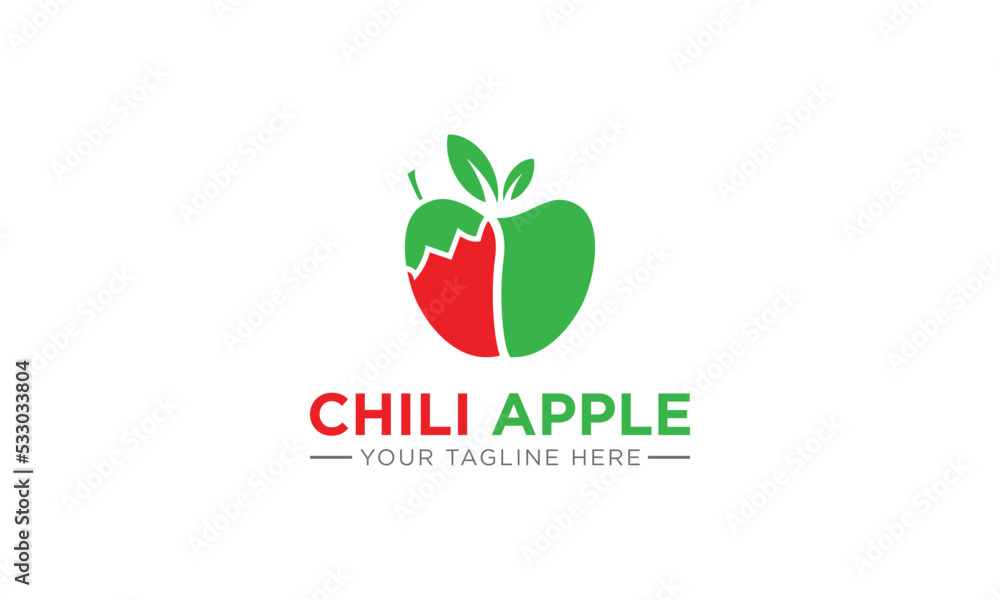 Red Hot Chili and apple logo designs concept vector, Iconic Chili apple logo symbol