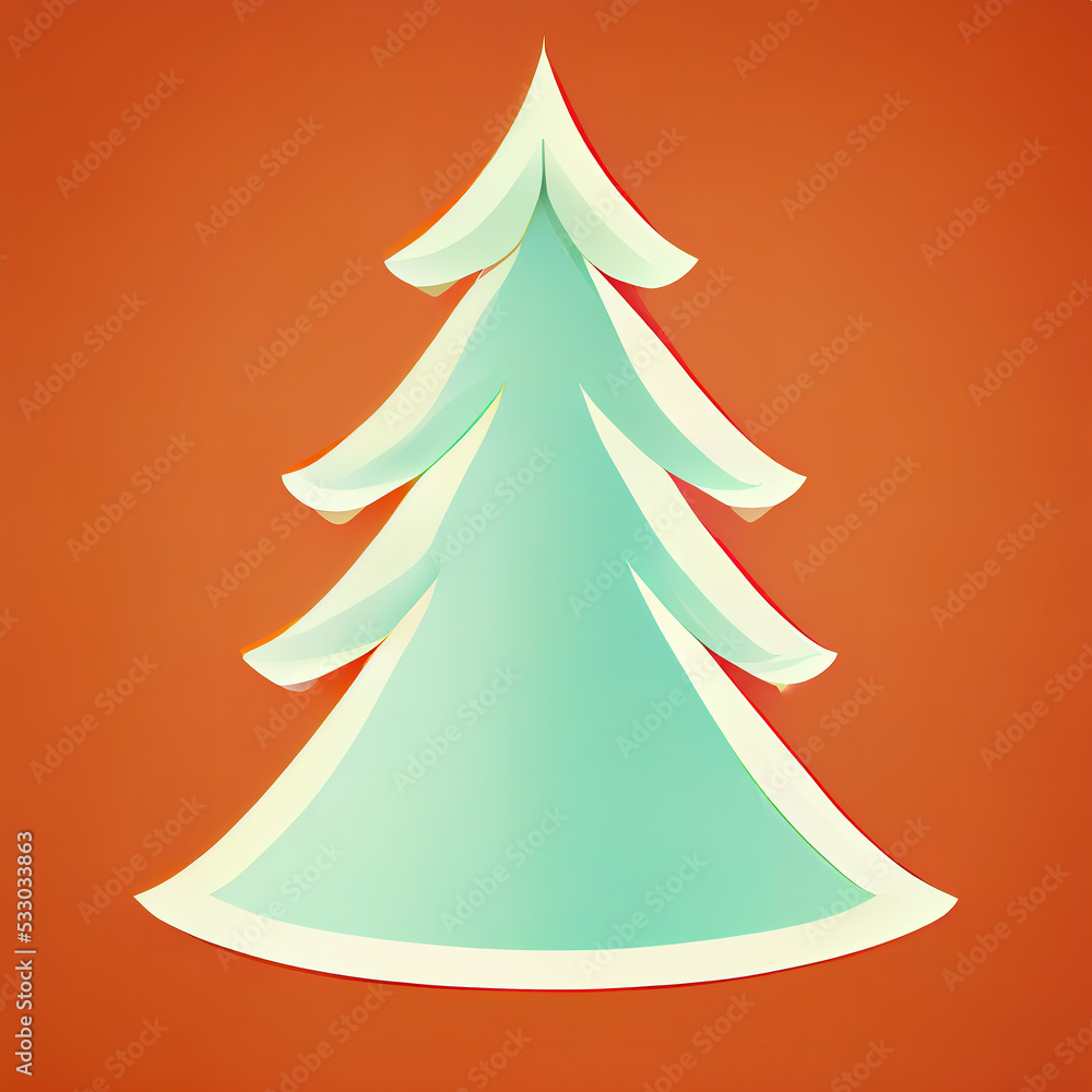 Beautiful Christmas tree. Flat illustration. Digital illustration