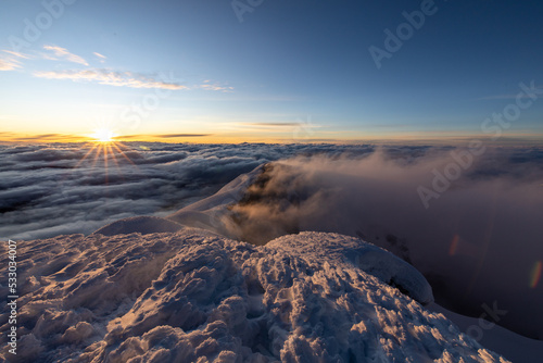 Crater of Cotopaxi Volcano at Sunrise
