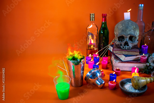 Composition for Halloween party or Day of the Dead. with space to insert text