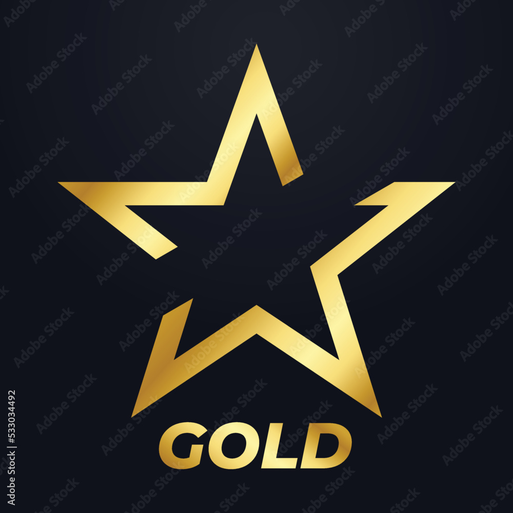 Obraz premium Luxury Golden star logo Symbol Vector designs template, Elegant Style Star logo designs with Black Background. eps vector file