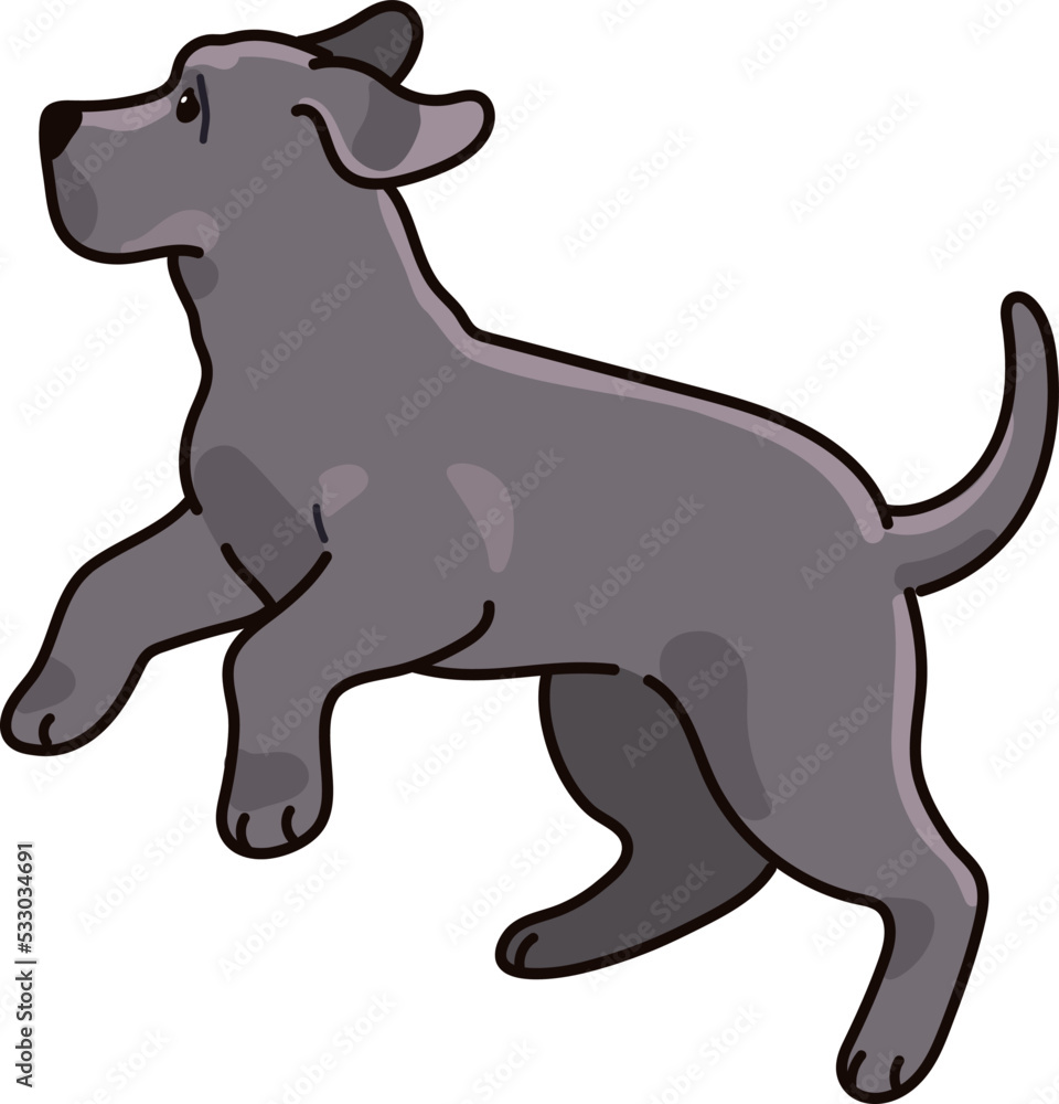 Simple and adorable Great Dane illustration jumping