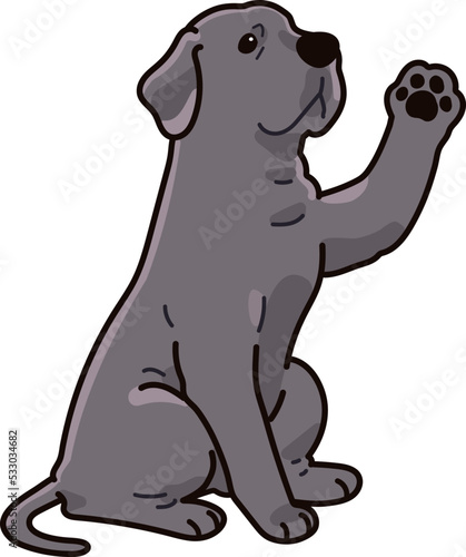 Simple and adorable Great Dane illustration Waving hand