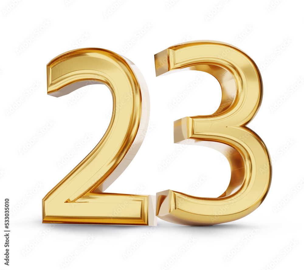 23 twenty-three golden bold number 3d-illustration