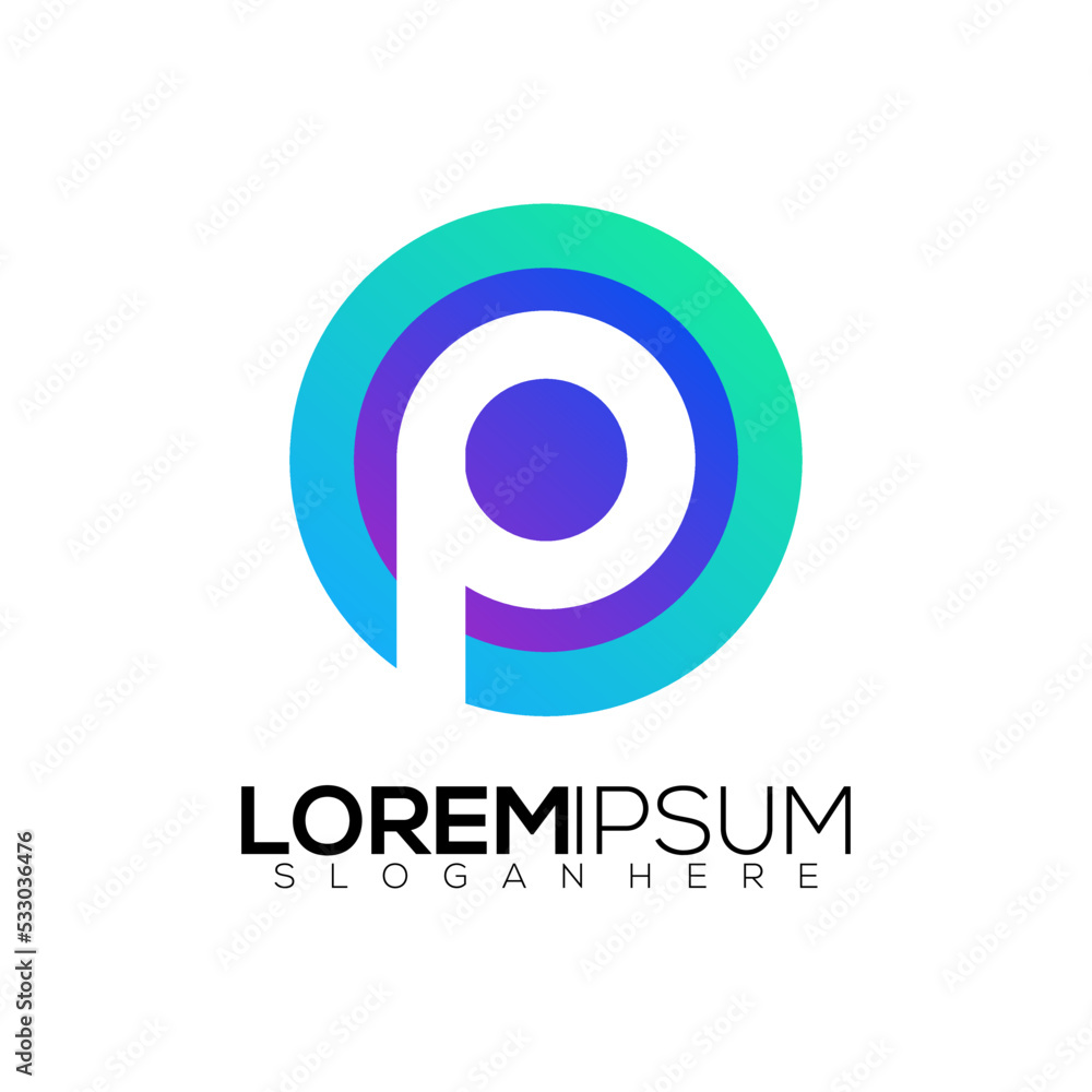 letter OP modern logo gradient colorful