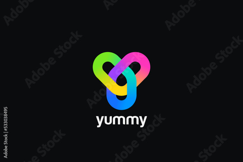 Letter Y Logo Design Geometric Loop Infinite vector template Colorful Linear style. Monogram Logotype Looped Infinity shape concept icon.