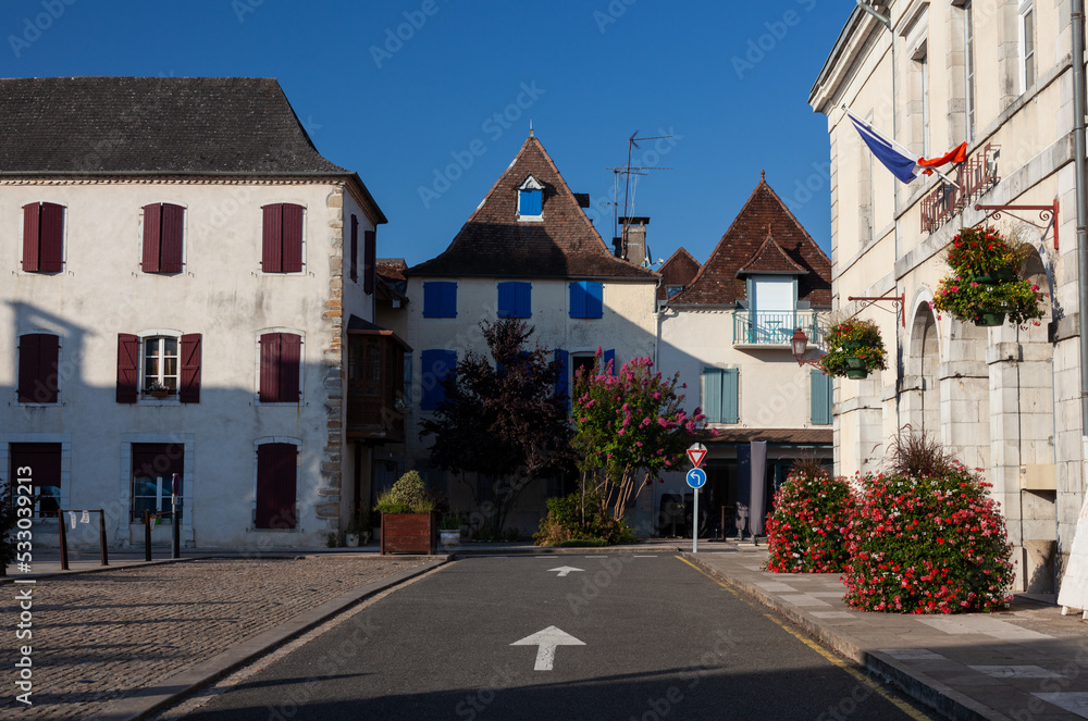View of Navarrenx houses, first bastioned city in France