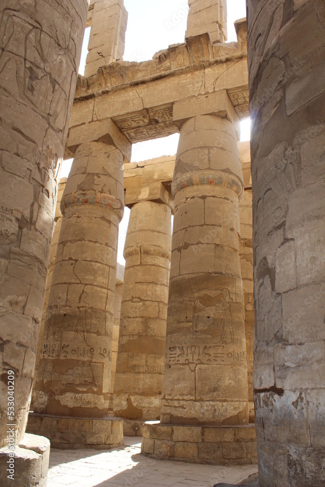 The mighty columns of Karnak temple in Luxor in Egypt The mighty columns of Karnak temple in Luxor in Egypt