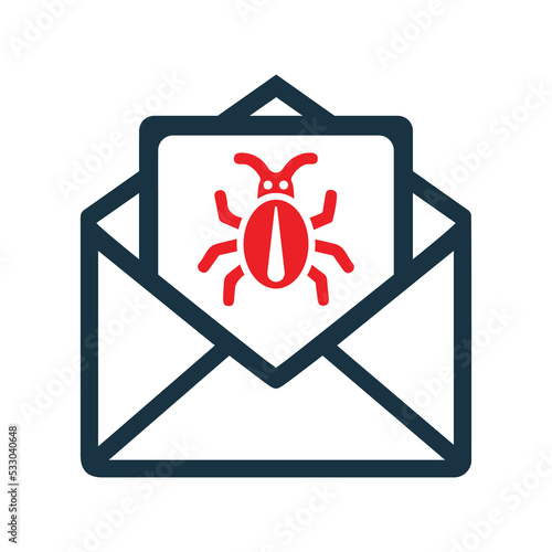 Bug, Emails, Email, Malware, Virus icon. Simple vector design.