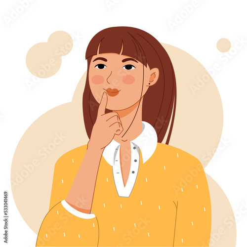 A woman is thinking about something. A man thinks about his plans, pondered. Vector illustration in flat style