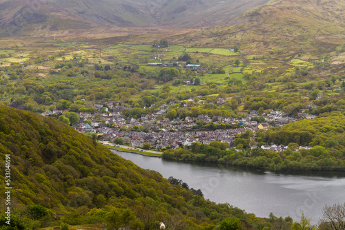 View over Llanberis and Lake Llyn Padarn