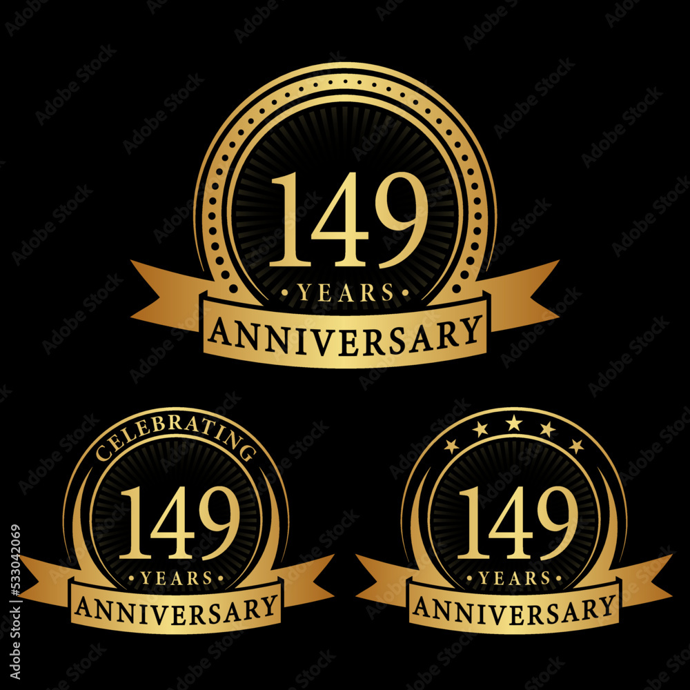 149 years anniversary logo collections. Set of 149th Anniversary logotype template. Vector and illustration. 149 years anniversary logo collections. Set of 149th Anniversary logotype template. Vector and illustration.