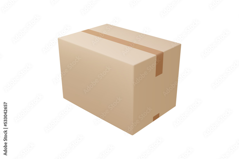 Cardboard or carton realistic delivery boxes with scotch tape and labels. Cardboard or carton realistic delivery boxes with scotch tape and labels.