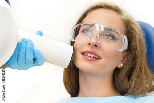 Beautiful Woman Getting Dental Radiography.