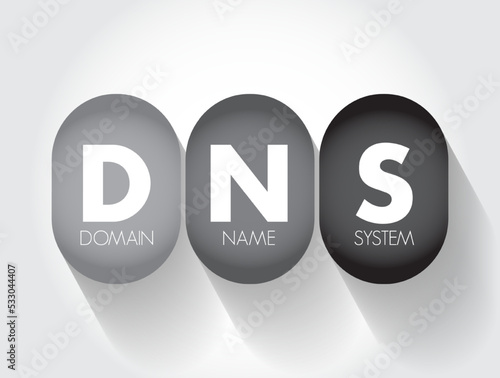 DNS Domain Name System - hierarchical naming system built on a distributed database for computers, services, or any resource connected to the Internet, acronym text concept