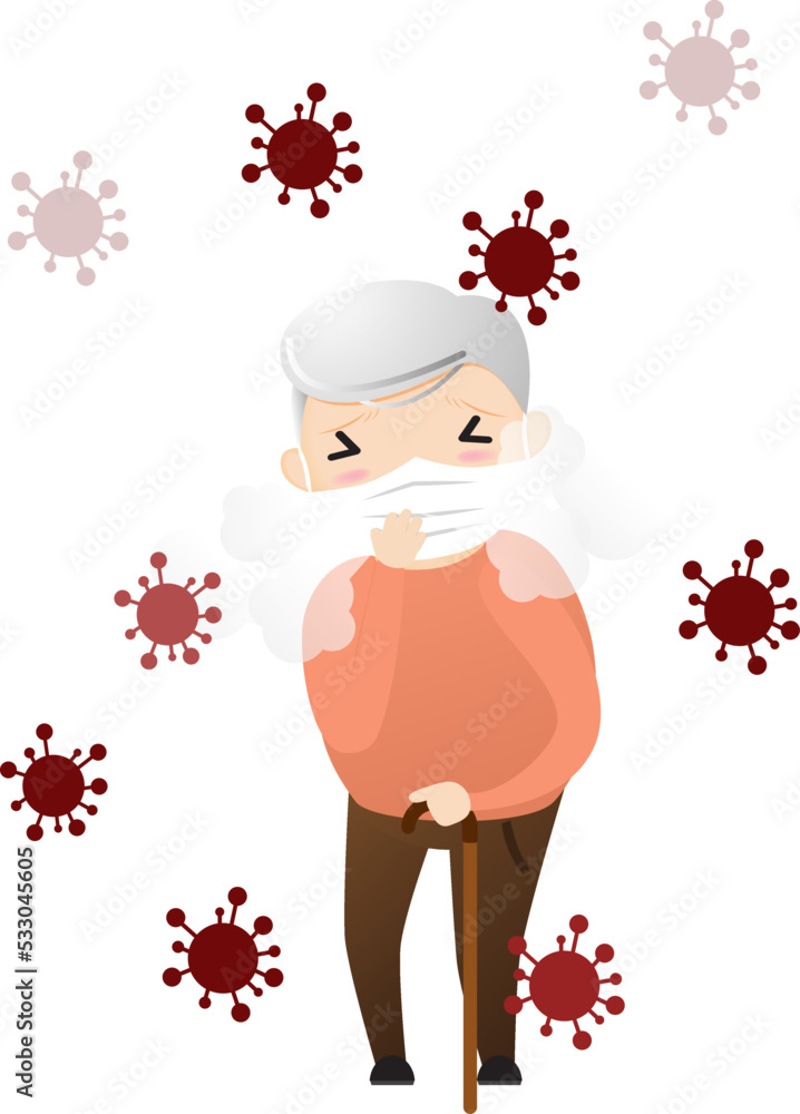 Threat of spreading coronavirus. Coughing or sneezing old woman.
Threat of spreading coronavirus. Coughing or sneezing old woman.