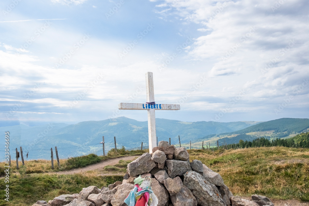 Landscape in the Vosges and view from summit of the Petit Ballon d'Alsace