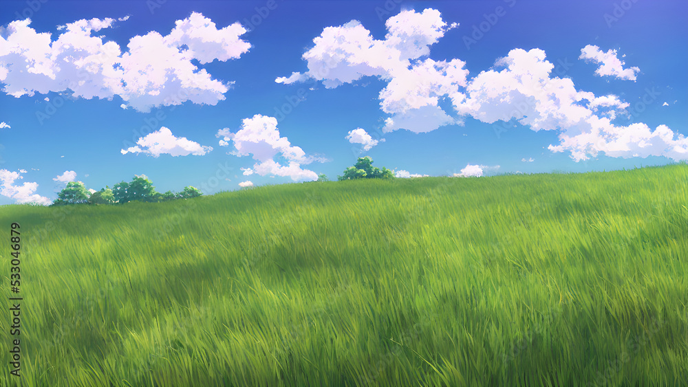 Obraz premium Artwork of grassy summer field