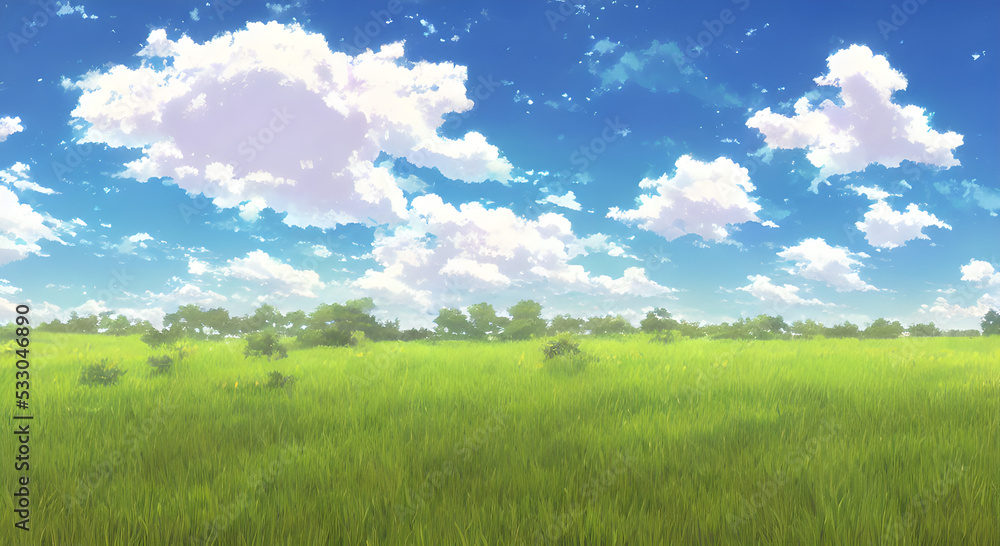 Obraz premium Artwork of grassy summer field