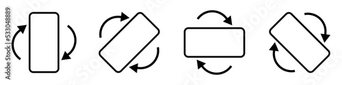 Rotate smart phone. Device rotation icon set. Vector isolated on white background.