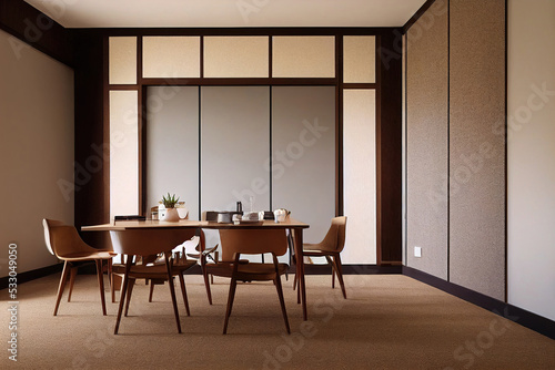 Interior of a modern dining room  modern office meeting room  3d render  3d illustration