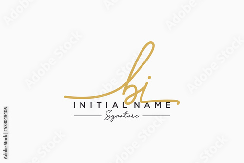 Initial BI signature logo template vector. Hand drawn Calligraphy lettering Vector illustration.