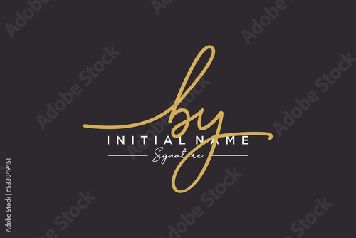 Initial BY signature logo template vector. Hand drawn Calligraphy lettering Vector illustration.