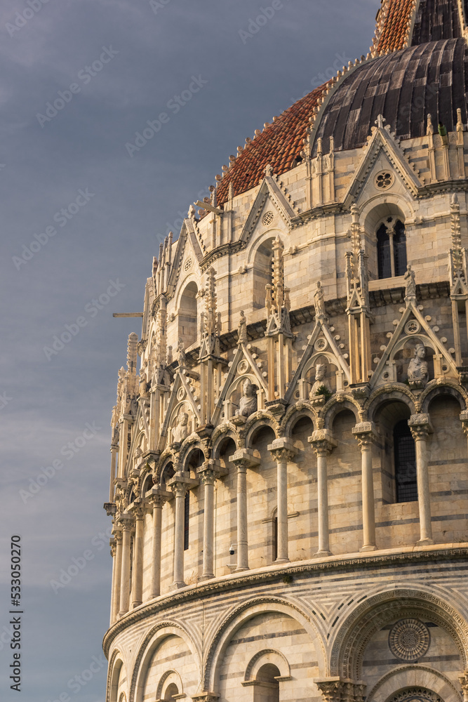 Detail of the Pisa Baptistery,  Tuscany, Italy
