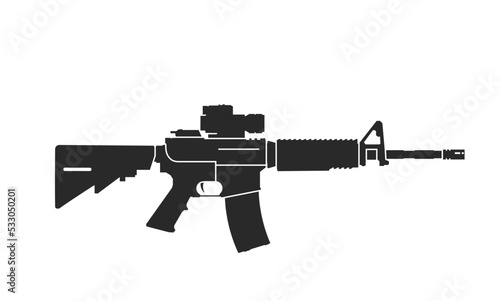 m4 assault rifle icon. carbine, weapon and army symbol. vector image for military concepts and web design photo