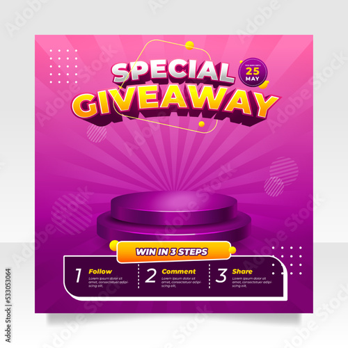 Giveaway contest social media post banner template photo