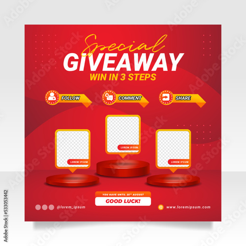 Giveaway contest social media post banner template