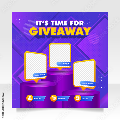 Giveaway contest social media post banner template