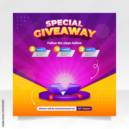 Giveaway contest social media post banner template