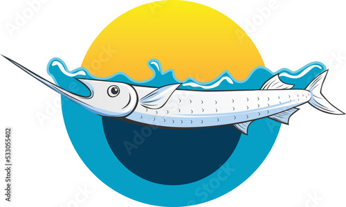 The illustration of a roa fish can make a logo on a company or seafood product