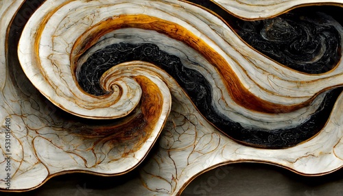 Close up of a spiral ceramic motif.